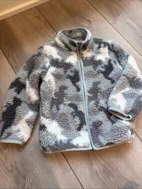 The Children's Place Gray & White Sherpa Fleece Jacket